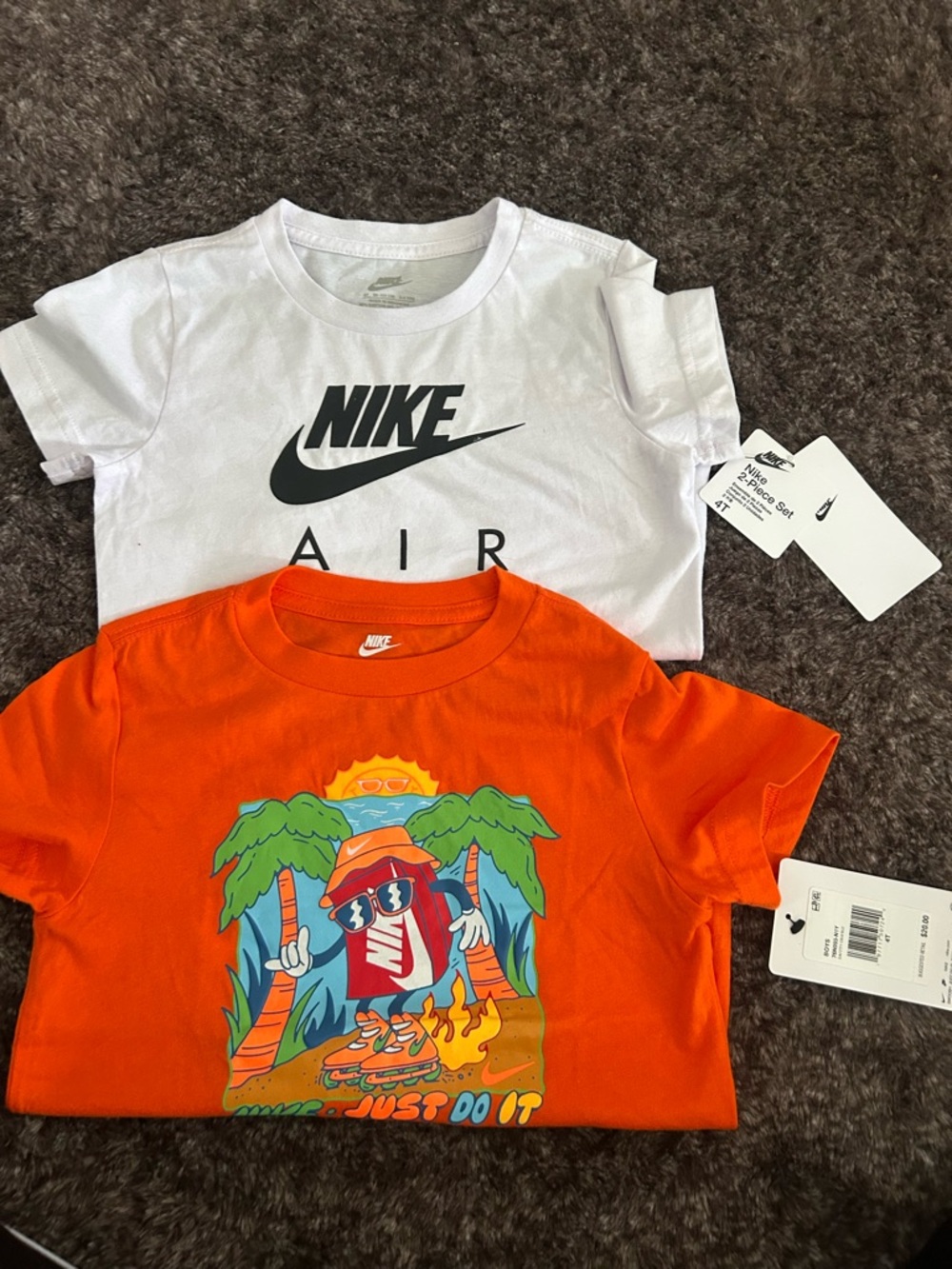 Nike Kids Short-Sleeve Graphic Tees - White & Bright Orange
